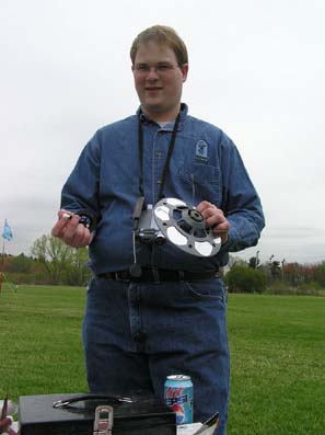 Doug demostrating how to stage a Micro Maxx UFO with a regular UFO. - May 14,2005